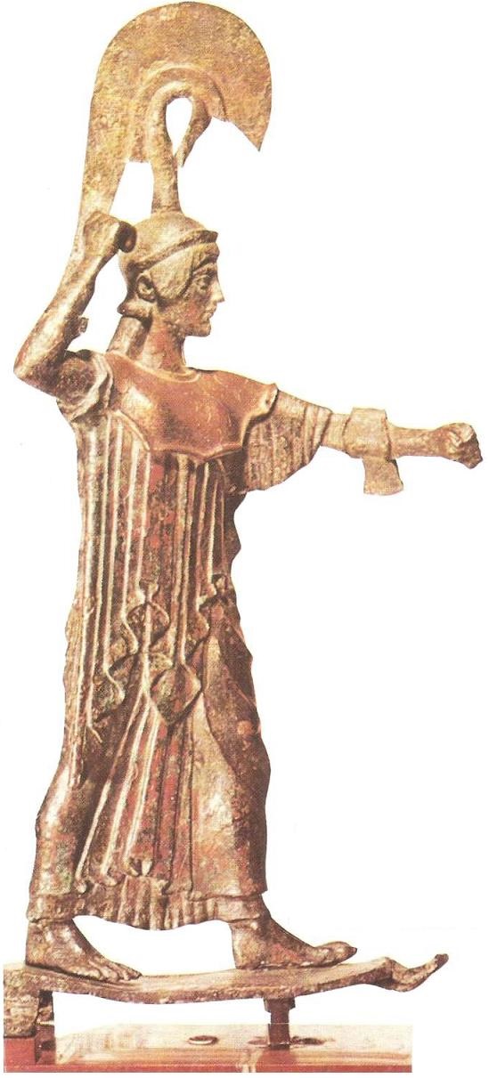 ათენა, პრომაქოსი (წინმებრძოლი). ბრინჯაოს ქანდაკება (ძ.წ. 480-470), ატენი, ეროვნულ არქეოლოგიური მუსეუმი
